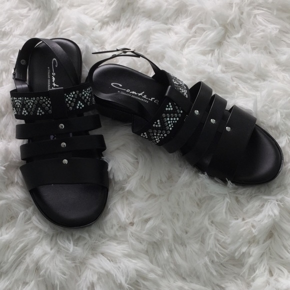 Comtesa- Black 1 1/2” Wedge Sandals - Picture 4 of 8